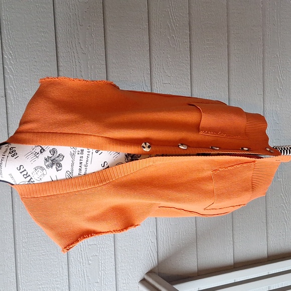 Free People Oakleigh Oversized Knit Vest In Myrrh Orange Size M - Picture 4 of 13